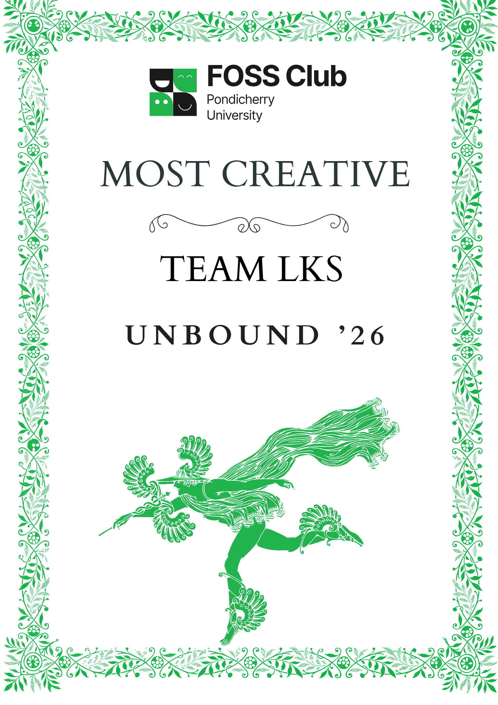 Most Creative Certificate - Team LKS